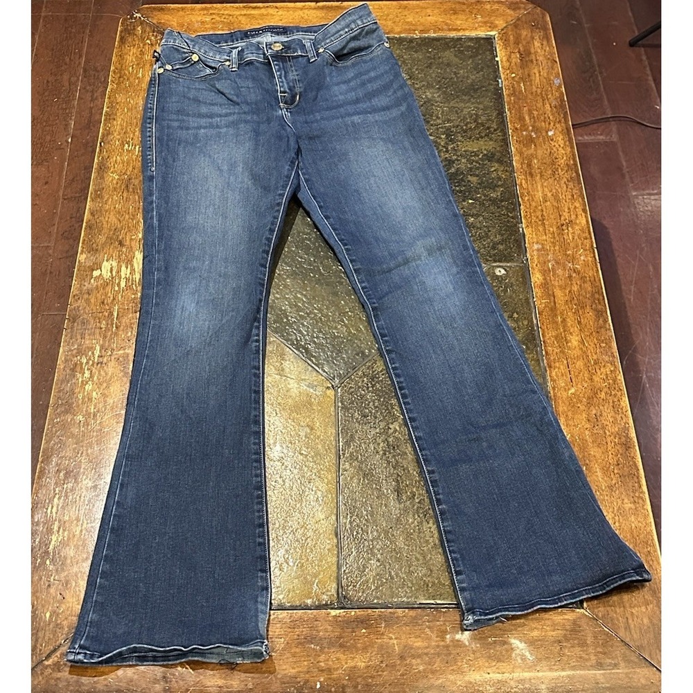 Rock & Republic Women's Curvy Bootcut Blue Jeans  Embroidered Logo Sz‎ 27L